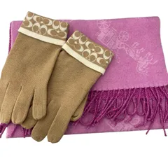 186005 COACH コーチ マフラー 手袋 シグネチャー 2点まとめ売り