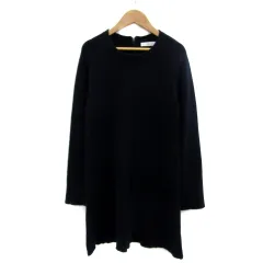 ザラ ZARA ニットワンピース ミニ丈 長袖 ラウンドネック 無地 M 紺 ネイビー /YS24