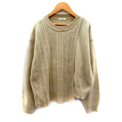 ローリーズファーム LOWRYS FARM ニット セーター 長袖 ラウンドネック 切替 F ベージュ /SY46