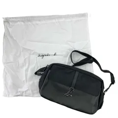 186001 現状品 agnes b. アニエスベー 美品★ショルダーバッグ ブラック ナイロン/牛革 ユニセックス