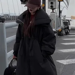 新品未使用 2025年新作 ロングダウンコート フード付き 90％ダックダウン 超厚手 防寒保暖 レディース カジュアルデザイン 2色展開（ホワイト/ブラック） ワンサイズ