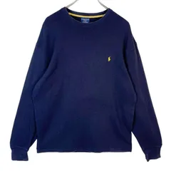 ポロラルフローレンPoloRalphLauren長袖サーマルTシャツロンTスリープウェアSLEEPWEARルームウェアパジャマ部屋着ポニーロゴ刺繍ワンポイント紺ネイビー黄色イエロールーズシルエットゆるダボシンプルノームコアvintageヴィンテージ50925