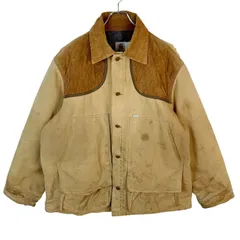 90sUSA製カーハートCarharttダックハンティングジャケットアクティブジャケットブランケットライナーキルティングショルダーパッチ襟コーデュロイ茶色ブラウンアウトドアY2Kグランパコアvintageヴィンテージ50918