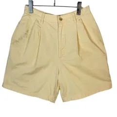 90s00sUSA製ポロスポーツラルフローレンPolo Sport Ralph Laurenツータックハーフパンツショーツショートパンツ黄色イエローキャンバス地ロゴ刺繍アメリカ星条旗TALONタロンジップvintageヴィンテージ50918