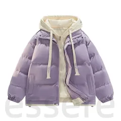 ダウンジャケット メンズ レイヤード風 ボアジャケット 無地 厚手 暖かい 大きいサイズ 韓国ファッション ティーンズ ゆったり パープル