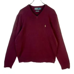 00s90sポロバイラルフローレンPolobyRalphLaurenラムウールニットVネックセーターLAMBS WOOLポニーロゴ刺繍ワンポイント臙脂バーガンディ赤ワインレッドy2kレトログランパコアグランマコアアメトラvintageヴィンテージ50920