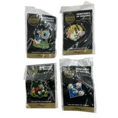 186001 新品未使用 Disney ディズニー 100周年記念 ピンバッジ ドナルド デイジーなど 4点まとめ売り