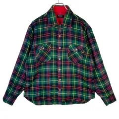 アローArrow Sportswear長袖チェックシャツフランネルシャツアクリル好配色マルチカラータータンチェック緑グリーン紺ネイビー黄色イエロー赤レッド黒ブラックy2kレトログランパコアアメトラvintageヴィンテージ50919