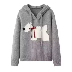 レディース オーバーサイズ WHO フード ニット / 新品 55-66 グレー