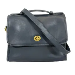 【希少・美品】USA製 オールド COACH コーチ ヴィンテージ  レザー 2WAY ショルダーバッグ ターンロック ネイビー 紺色 本革 ゴールド金具 金色 無地 レディース メンズ ユニセックス