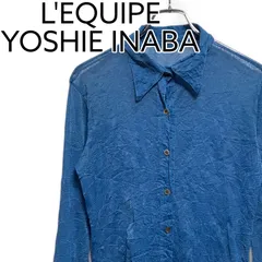 LEQUIPE YOSHIE INABA レキップ ヨシエ イナバ ブルー トップス 長袖シャツ ブラウス  レディース カジュアル ビジネス 上質素材  Mサイズ相当  01211Hのサムネイル