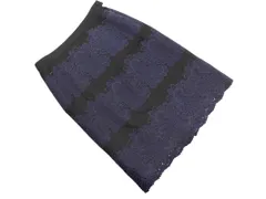 PAUL STUART ポールスチュアート レース スカート size6/黒ｘ紺 ◇■ レディース