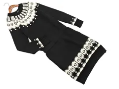 EGOIST エゴイスト フェアアイル柄 ギャザー ニット ワンピース 黒 ◇■ レディース