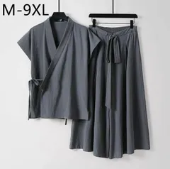 セットアップ 麻 カーディガン メンズ リネン 綿麻 ジャケット ノースリーブトップス ワイドパンツ ９分丈 上下セット カジュアル ゆったり