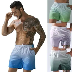 グラデーション ハーフパンツ メンズ ショートパンツ ビーチパンツ 海パン サーフパンツ ボトムス 大きいサイズ 短パン 海 プール ルームウ