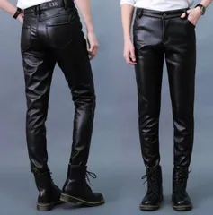 レザーパンツ メンズ スキニーパンツ ストレッチパンツ 裏起毛 防寒パンツ 防風 ライダースパンツ 秋 冬用 ウトドア あったか 革パンツ ス