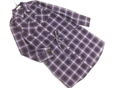 NATURAL BEAUTY BASIC ナチュラルビューティーベーシック ウール混 チェック ドロスト シャツ チュニック ワンピース sizeS/紫 ◇■ レディース