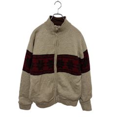 TORRAS スエード切替総柄ニットブルゾン スペイン製 ヴィンテージ 