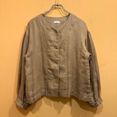 風を通し湿気を逃すリネンのノーカラージャケット 羽織 麻100