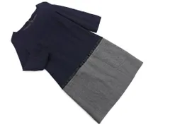 UNTITLED アンタイトル ウール100% Iライン ワンピース size2/紺ｘグレー ◇■ レディース