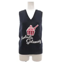 キャロウェイ CALLAWAY ベスト ニット カップケーキモチーフ Vネック M 紺 ネイビー /NU ■GY43