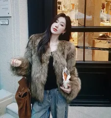 (海外配送) ショート ファー ジャケット コート (複数カラー)