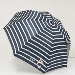 傘 PAUL&JOE ACCESSOIRES ポールアンドジョー アクセソワ USED美品 ボーダー ネイビー ネコ ヌネット 60cm A3353