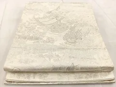 平和屋着物◎六通柄袋帯　プラチナ二重箔　九百錦織　平安人物文　正絹　逸品　BAAV6793yc