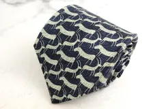 ブルガリ ブランド ネクタイ セッテピエゲ 動物柄 イタリア製 シルク PO メンズ ネイビー BVLGARI 【中古】