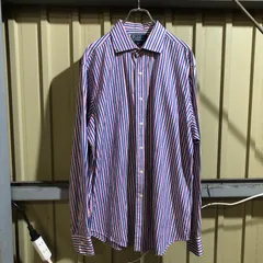 924 Polo by Ralph Lauren 長袖シャツ ピンク ブルー XL ポロバイラルフローレン ストライプ柄 古着卸 アメリカ仕入