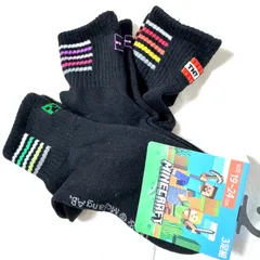 【マイクラ　靴下　キッズ　3足組】　マインクラフト　19〜24㎝　男の子　大人気　ゲーム　MINECRAFT　シンプル　ショートソックス 　新品　エンダーマン　TNT　クリーパー