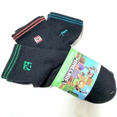 【マイクラ　靴下　キッズ　3足組】　マインクラフト　19〜24㎝　男の子　大人気　ゲーム　MINECRAFT　シンプル　ショートソックス 　新品　TNT　ダイヤ剣　クリーパー