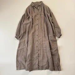 nest Robe リネンバンドカラーシャツワンピース／麻100％／モカベージュ F／羽織りにも◎