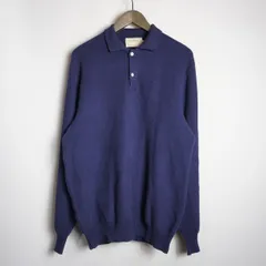 80S 90S L.L.BEAN LLビーン エルエルビーン ヘンリー ネック ワッフル コットン ニット ポロ シャツ ロンT USA製 ビンテージ 紺 M 1116P★4
