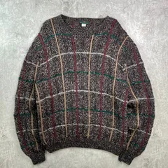 70～80年代 Abercrombie & Fitch アバクロ チェック柄 ローゲージ ウールニットセーター メンズXL 