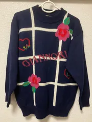 美品　長袖ニットトレーナー　ネイビー　F