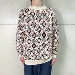 90年代 USA製 VAN HEUSEN ノルディック柄 コットンニットセーター メンズL 
