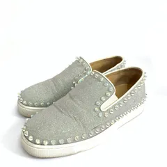 Christian Louboutin クリスチャンルブタン スリッポン 表記サイズ:34 1/2 スタッズ/グリッター/ラメ    シルバーカラー レディース / 240001171595