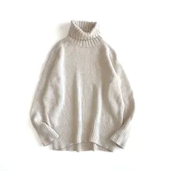 ギャルリーヴィー ファインウール タートルネックニット M ウール100% ベージュ ゆったり オーバーサイズ