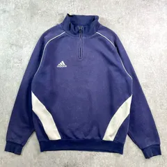 00年代 adidas アディダス ハーフジップ スウェットシャツ パフォーマンスロゴ刺繍 メンズL相当 