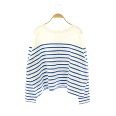 イエナ IENA 25SS ファインコットンスムースボーダープルオーバー ニット カットソー 長袖 ブルー ホワイト /HK ■OS