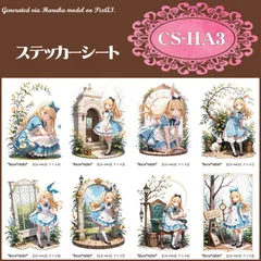 【CS-HA3】不思議の国のアリス　人物ステッカー　紙モノ　コラージュ素材　交換便　手帳デコ　おすそ分けファイル　ステッカーシート　シール