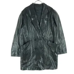 日本製 長袖 レザーコート F ブラック レディース 古着