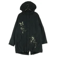 ScoLar スカラー プリント 長袖 モッズコート M ブラック 裏ボア レディース 古着