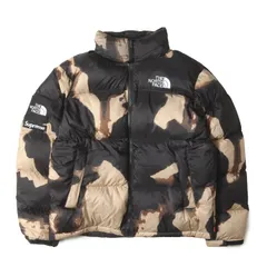 【美品】Supreme シュプリーム ジャケット ブラック 黒 サイズ:L | 21AW THE NORTH FACE ブリーチド デニム プリント ヌプシ ダウンジャケット (Bleached Denim Print Nuptse Jacket)【中古】