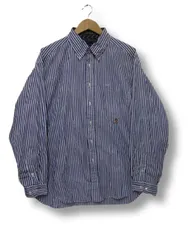 ◇☆TOMMY HILFIGER トミーヒルフィガー 長袖 ボタンダウンシャツ ストライプ パープル/白 メンズ2XL 大きいサイズ  ■管理番号L29537SSS26-251122-103（210）