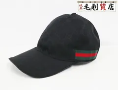 グッチ GUCCI 200035 GGキャンバス ベースボールキャップ ストライプ付き ブラック サイズM ユニセックス 美品 帽子