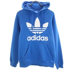 adidas Originals アディダスオリジナルス トレフォイルロゴ 長袖 スウェットパーカー M ブルー メンズ 古着