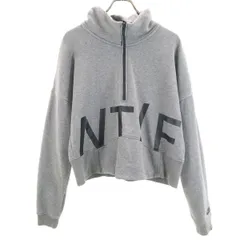 NIKE ナイキ 長袖 ハーフジップ スウェット XL グレー レディース 古着