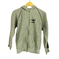 アディダスオリジナルス adidas Originals 80S USA製 トレフォイルロゴ刺繍 サイドライン ジップアップ パーカー レディース import：M 